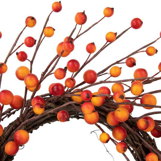 14" Unlit Autumn Harvest Artificial Orange & Red Berry Wreath